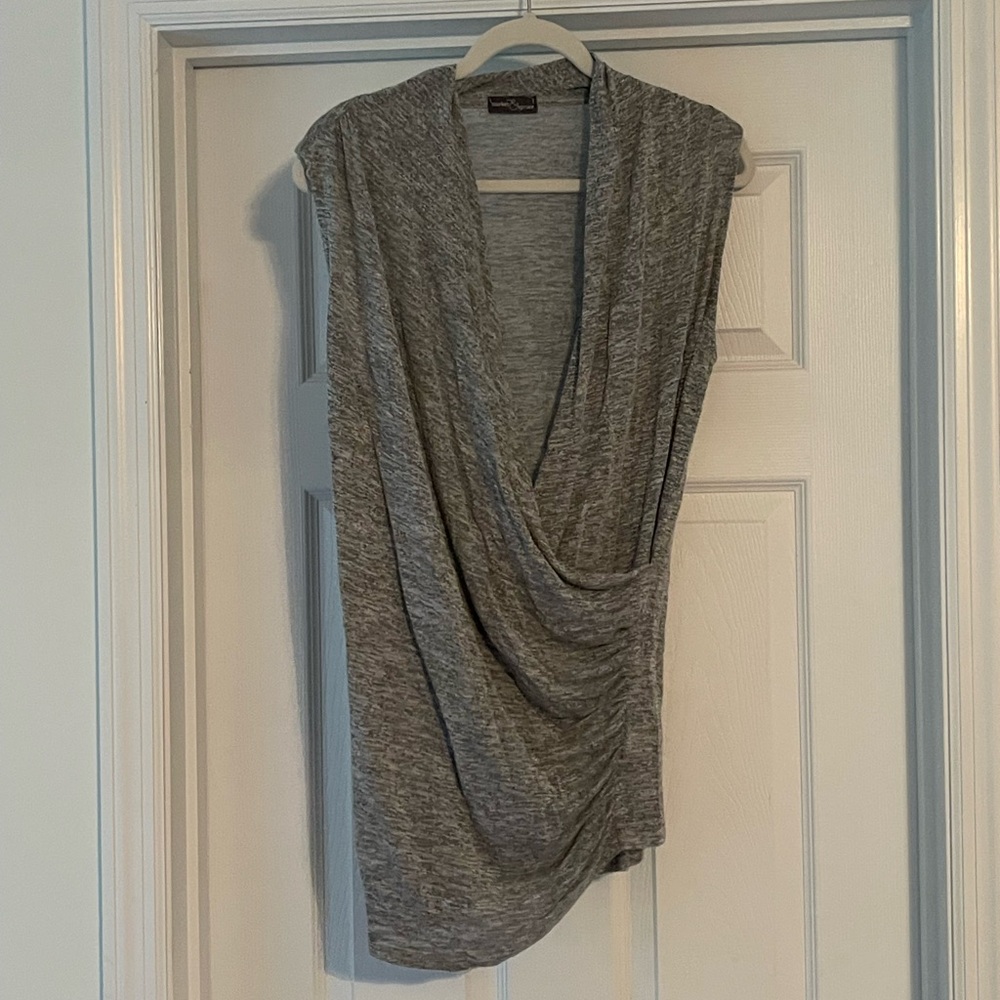 Market & Spruce Heather Gray Draped Blouse